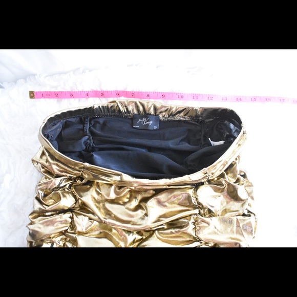 Milk & Honey Stretchy Gold Ruched Sheer Skirt - Picture 2 of 6